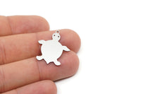 Steel Turtle Charm, 8 Stainless Steel Turtle Shaped Charms With 1 Loop, Earring Charm Findings (27x22x0.80mm) SMP2717