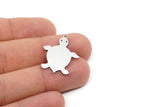 Steel Turtle Charm, 8 Stainless Steel Turtle Shaped Charms With 1 Loop, Earring Charm Findings (27x22x0.80mm) SMP2717