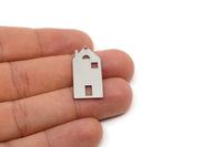 Steel House Charm, 6 Stainless Steel House Shaped Charms With 1 Hole, Earrings, Findings (30x14x0.80mm) SMP2752