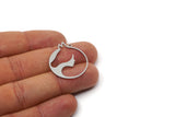 Steel Round Charm, 4 Stainless Steel Horse And Woman Patterned Charms With 1 Loop, For Jewelry Making (30x26x0.80mm) SMP3007
