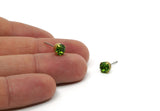 Brass Stud Earrings, 6 Peridot Crystal Rhinestone Beads Brass Stud Earrings Brass Setting for SS29 - 6.3mm SS29 N0684