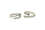 Silver Nail Ring, 2 Antique Silver Plated Brass Adjustable Nail Rings - (15mm) D0433 Q0200