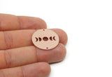 Customized Charm, For Jewelry Making Brass/Steel/Copper Geometric Shaped Moon Phases Charm With 2 Holes, Round Jewelry (25mm) SMP3175