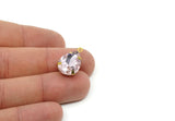 Drop Crystal Charm, 4 Light Rose Swarovski Crystal Drop With Raw Brass Prong Setting (18x13mm) D1732