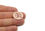 Chinese Kanji Beauty Charm, Brass/Steel/Copper Geometric Shaped Mei Character Pendants With 1 Hole, Asian Symbol Jewelry (25x0.80mm) SMP3255