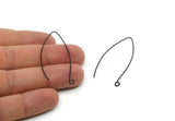 Black Earring Wires, 12 Oxidized Black Brass Earring Wires (50x0.70mm) D0146