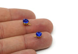 Brass Bead, 8 Raw Brass Sapphire Crystal Rhinestone Prong Setting 4 Hole Slider SS29 F104