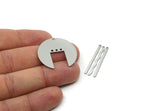 Steel Dangle Charm, Stainless Steel Round Shaped Charms With 7 Holes, Geometric Findings (44x30x0.80mm) SMP3299