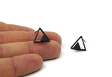 Black Triangle Earring, 4 Oxidized Black Brass Triangle Stud Earrings (13x15x1mm) E370
