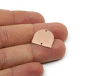 D Shaped Charm, 4 Rose Gold Plated Brass Textured D Shaped Connectors With 2 Holes, Earrings, Findings (16x17x0.60mm) D919