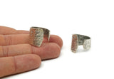 Hammered Open Ring, Antique Silver Plated Brass Hammered Adjustable Rings N0137