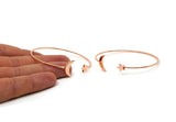 Rose Gold Cuff, Rose Gold Lacquer Plated Brass Open Bangles With Moon And Star Ending BS 2028 Q0008