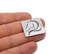 Steel Rectangle Charm, 4 Stainless Steel Horse Patterned Rectangle Charms With 1 Hole, For Jewelry Making (27x30x0.80mm) SMP2992