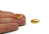 Gold Adjustable Ring, 4 Gold Plated Brass Leaf Theme Adjustable Rings (17mm) SY0134 H0341