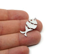 Steel Fish Charm, Stainless Steel Fish Charms With 1 Loop, Findings (30x15x0.80mm) SMP3305