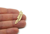 Brass Feather Charm, Raw Brass Bird Feather Charms With 1 Loop, Pendants, Findings (20/30/40x0.60mm) SMP2500