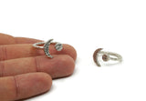 Universe Cosmos Ring, 2 Hammered Antique Silver Plated Brass Adjustable Moon And Planet Rings N0128