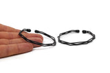 Bohemian Wavy Cuff, Oxidized Black Brass Adjustable Triple Wire Bracelets And Ball Ending BRC239