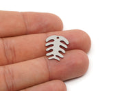 Steel Fish Bone Charm, 8 Stainless Steel Fish Bone Charms With 1 Hole, Findings (20x15x0.80mm) SMP2755