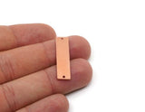 Copper Customized Bar, Raw Copper Rectangle Stamping Blank Charms With 2 Holes (15/20/25/30/35/40x8x0.80mm) SMP2887