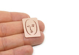Customized Geometric Charm, For Jewelry Making Brass/Steel/Copper Rectangle Face Charm With 1 Loop, Personalized Jewelry (32x21mm) SMP3188