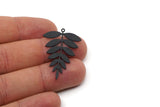 Black Leaf Charm, 4 Oxidized Black Brass Acacia Leaf Charms With 1 Loop, Findings (37.5x25x0.60mm) SMP0306 Y258