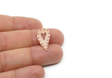 Custom Drop Charms for Jewelry Making, Personalized Brass, Copper, Stainless Steel Heart Pendant With 14 Hole (25x12mm) SMP3157