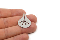 Steel Charm, 4 Stainless Steel Charms With 1 Hole, Charm Pendants, Findings, Steel Charms (30x22x0.80mm) SMP2757