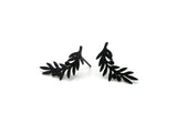 Black Leaf Earring, 10 Oxidized Black Brass Branch Shaped Stud Earrings, Findings (18x9x0.60mm) A3027 SY0209