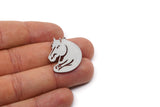 Steel Horse Charm, 6 Stainless Steel Horse Charms With 1 Loop, For Jewelry Making (31x23x0.80mm) SMP2998