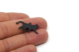 Black Cat Charm, 6 Oxidized Black Brass Cat Shaped Charms With 1 Loop, Earring Findings (14.5x28x0.60mm) A5235