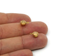 Brass Charm, 12 AB Light Peach Crystal Rhinestones 7mm Stone, Raw Brass Charms With 1 Loop F132