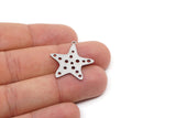 Steel Sea Star Charm, 8 Stainless Steel Sea Star Charms With 1 Loop, Blanks, Findings (26x25x0.80mm) SMP2720