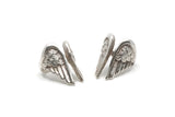 Silver Wing Ring, Antique Silver Plated Brass Adjustable Wing Rings D0406