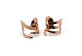 Rose Gold Fork Ring, 2 Rose Gold Plated Brass Adjustable Ring Setting - 16-17mm / 23 Gauge Mn06 Q0318