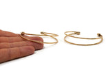 Bohemian Cuff, Gold Plated Brass Open Double Wire Bracelet Bangle Ball Ending BRC241 V151