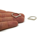 Silver D Ring, 2 Antique Silver Plated Brass Hammered D Shape Rings (17.5mm) N0164