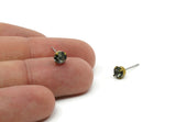 Brass Stud Earrings, 8 Black Diamond Rhinestone Beads Brass Stud Earrings Brass Setting for SS24 - 5.3mm SS24 D1302