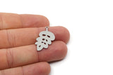 Steel Leaf Charm, 10 Stainless Steel Leaf Charms With 1 Loop, Findings (30x15.5x0.80mm) SMP2944