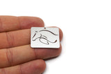 Steel Rectangle Charm, 4 Stainless Steel Horse Patterned Rectangle Charms With 1 Hole, For Jewelry Making (26x30x0.80mm) SMP2988