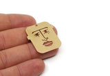 Brass Face Charm, Raw Brass Face Charms, Earring Findings, For Jewelry Making SMP2858