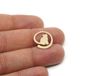 Brass Cat Charm, Raw Brass Cat Charms With 1 Loop, Animal Jewelry, Findings (20/25/30x0.60mm) SMP3317