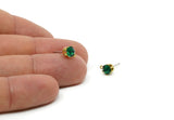 Brass Stud Earrings, 8 Emerald Crystal Rhinestone Beads Brass Stud Earrings Brass Setting for SS24 - 5.3mm SS24 E136 Y241