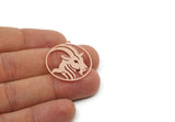 Chinese New Year Charm, Brass/Steel/Copper Year Of The Goat Charms With 1 Loop, Zodiac Charm For Jewelry Making (30x28x0.80mm) SMP3269