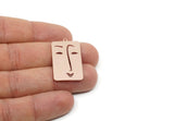 Customized Geometric Charm, For Jewelry Making Brass/Steel/Copper Rectangle Face Charm With 1 Loop, Personalized Jewelry (32x19mm) SMP3187