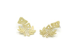 Brass Stud Earring, 4 Raw Brass Mushroom Shaped Stud Earrings (33x24x0.60mm) SMP0345 A6197