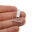 Steel Square Pendant, Stainless Steel Square Dangle Charms With 1 Hole And 7 Loops, Geometric Findings (35x22x0.80mm) SMP3301