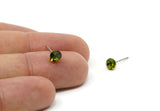 Brass Stud Earrings, 8 Olivine Crystal Rhinestone Beads Brass Stud Earrings Brass Setting for SS24 - 5.3mm SS24 D1319