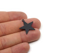 Black Star Charm, 12 Oxidized Black Brass Star Charms (24x23x0.40mm) Brs 493 A0265