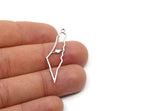 Steel Palestine Charm, 12 Stainless Steel Palestine Map Charms With 1 Loop, Findings (41x11x0.80mm) SMP3031